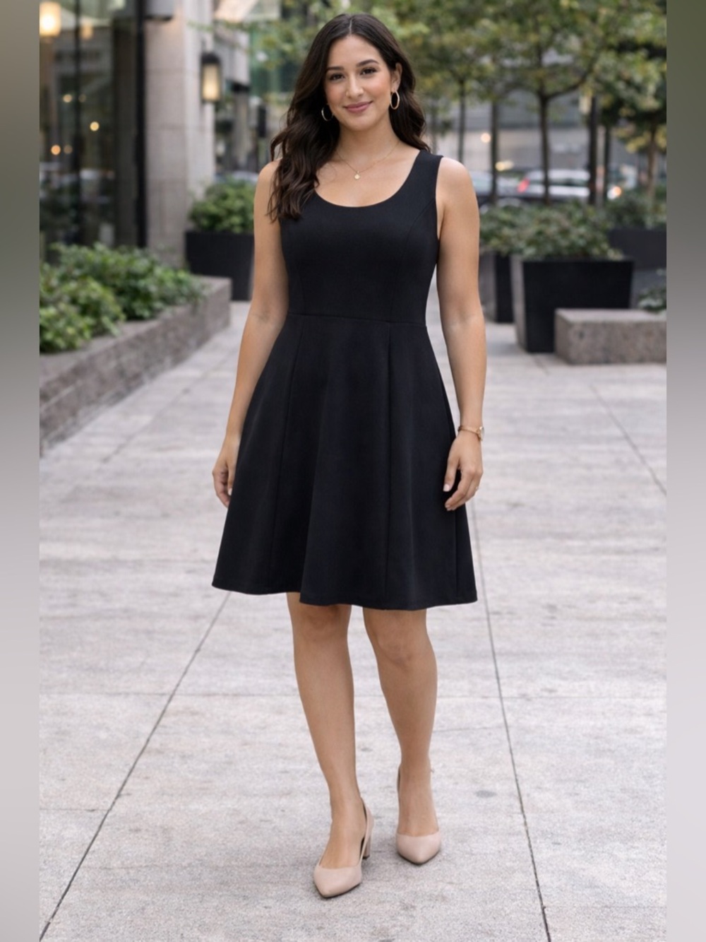 Merona Classic Black Scoop Neck A-Line Dress Size M